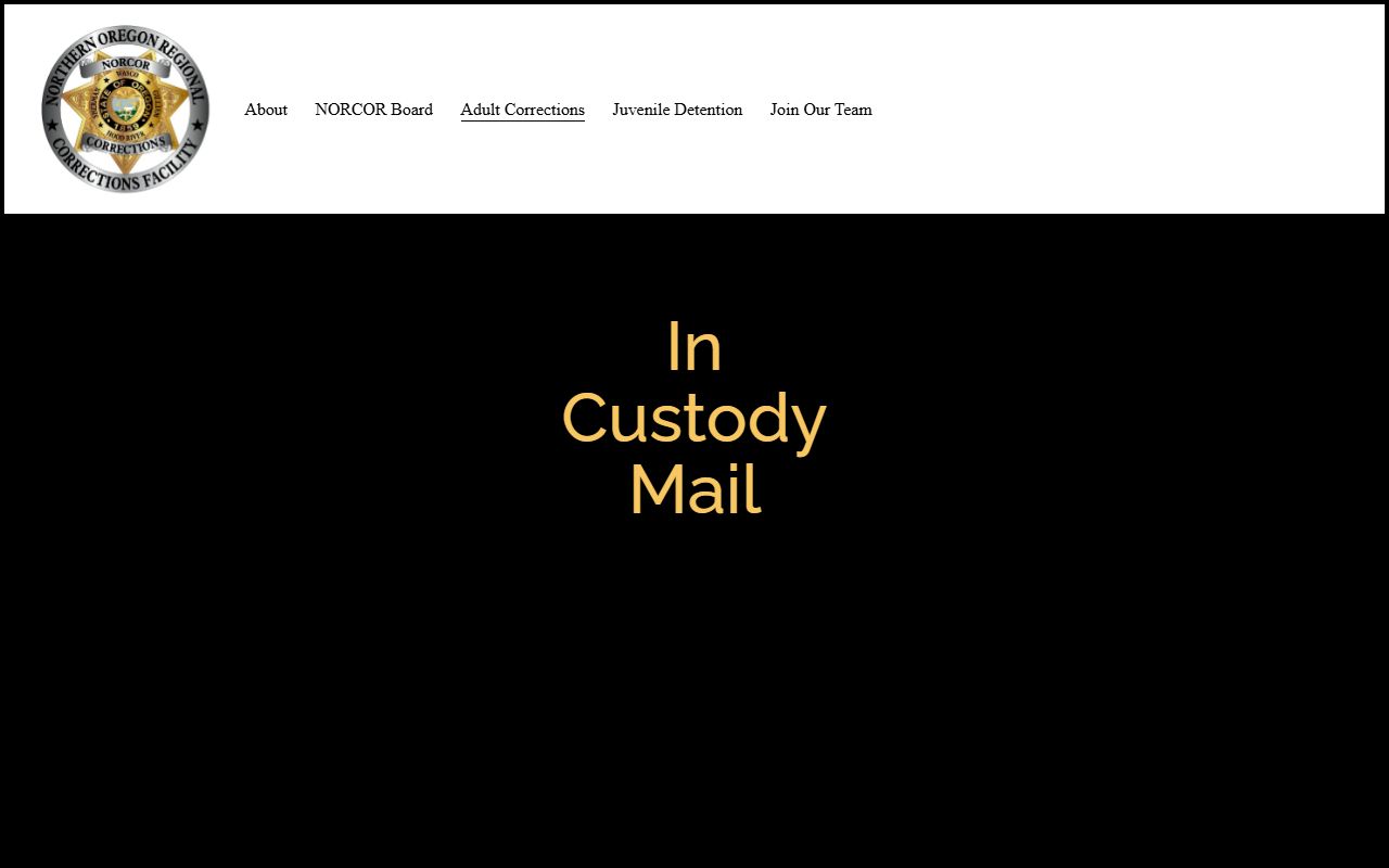 NORCOR TextBehind mail routing and banned item rules for adults in custody